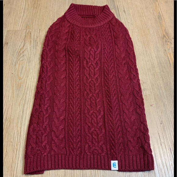 Blueberry Pet Classic Wool Blend Cable Knit Pullover Dog Sweater in Burgundy. - Picture 3 of 9
